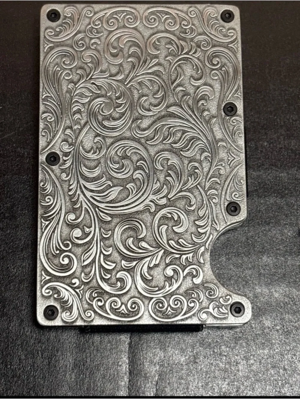 2 ITERA Copper And Silver Western Style Floral Engraved RFID Card Holder Wallet